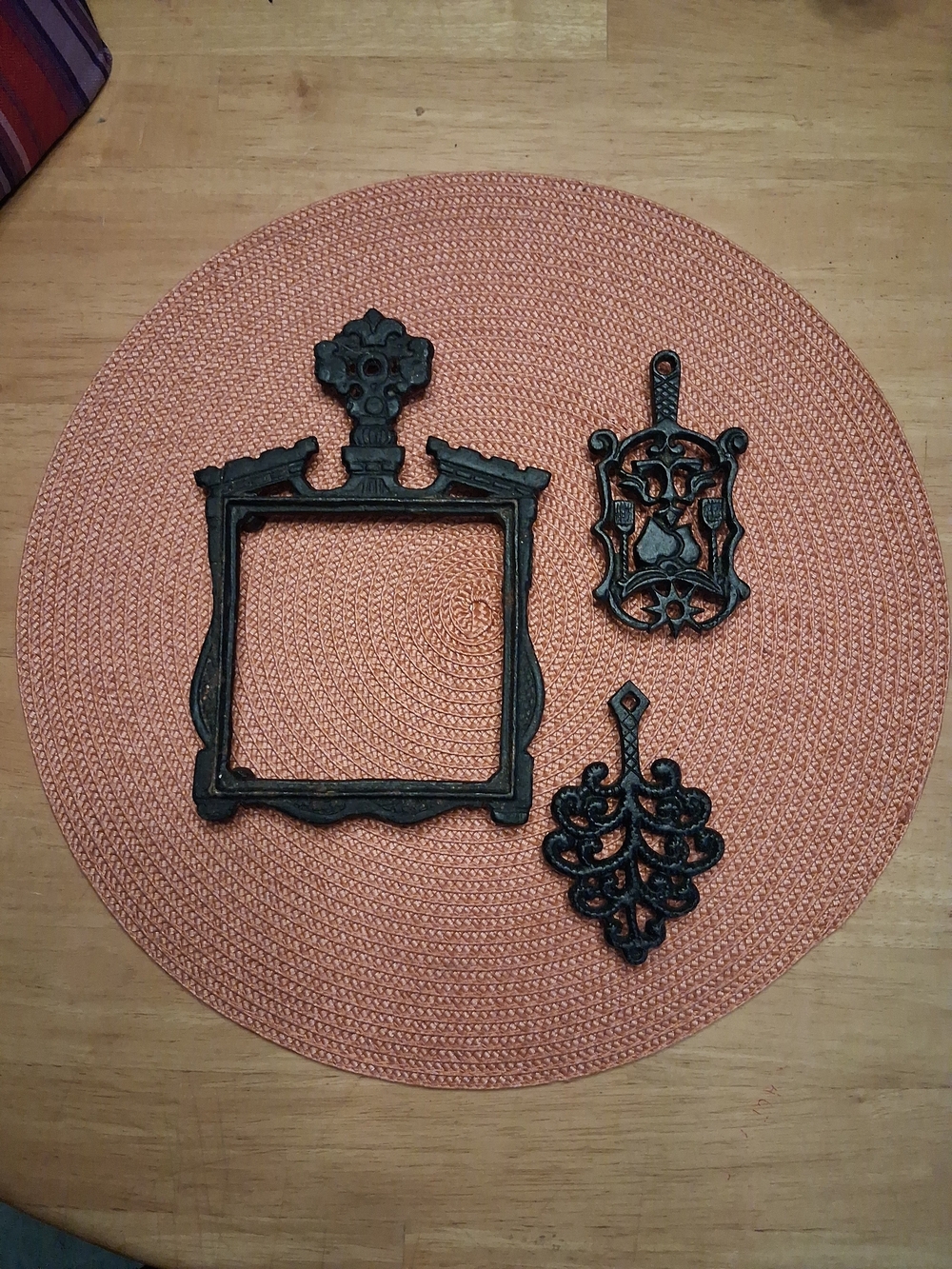 Vintage Cast Iron Footed Trivets Lot of 3
